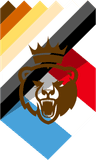 Bear head with a crown on top of a luxembourgish and bear flag